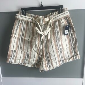 NWT $79 Lucky Brand women’s Linen Blend Striped Paperbag Shorts Beach Small 4 6